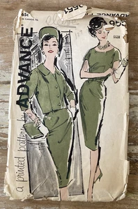 Traje y vestido de mujer Advance patrón de costura vintage años 50 talla 14 1/2 completo - Imagen 1 de 3