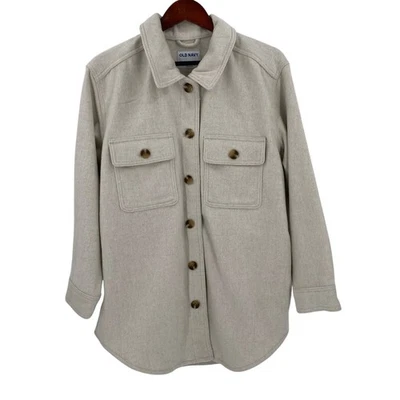 Off white soft brushed shacket with pockets Old Navy womens size large  - Image 1 of 4