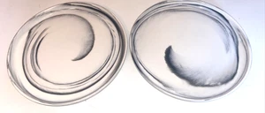 Set of 2 CB2 Jennifer Fisher Collection Shaped Blue Grey Glaze Salad Plates 9" - Picture 1 of 12