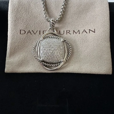 Ожерелье David Yurman из чистого серебра 32 мм Infinity 20 дюймов с бриллиантами - Изображение 1 из 4