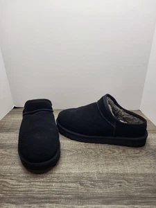 UGG Classic Slipper Shoes Womens Size 8 Blavk Suede Shearling Slip On Clog - Picture 1 of 9