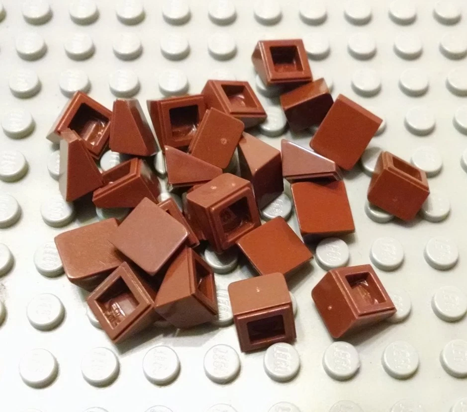 LEGO Lot of 25 Reddish Brown 1x1x2/3 Mini Slope Pieces - Image 1 of 1