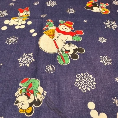 Disney Mickey Minnie Muñeco de Nieve Vacaciones Tela Novedad Estampado Navidad Algodón Foto 1 de 4