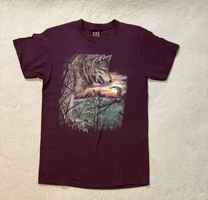 Vintage 3D Emblem USA T-Shirt Wolf Eagle Single Stitch Adult Medium 1990s - Picture 1 of 8