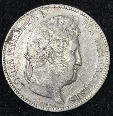 Moneda de plata de 5 francos Francia 1831 D Lyon Mint Incuse letras excelente estado Foto 1 de 4