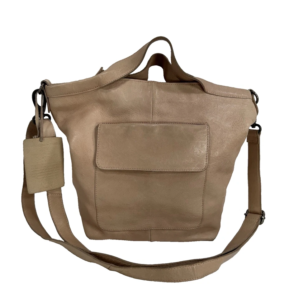 Bolso Bandolera Latico Bianca Beige Saddle Cuero Tostado Hecho en EE. UU. Foto 1 de 4