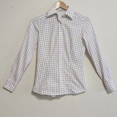 Camisa ETRO Mujer Talla 38 Blanca y Púrpura Ajustada Algodón Manga Larga Italia Foto 1 de 4