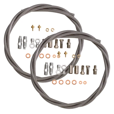 Paquete de 2 kit de manguera de acero inoxidable trenzado Hope de Goodridge con accesorios longitud 1600 mm Foto 1 de 2