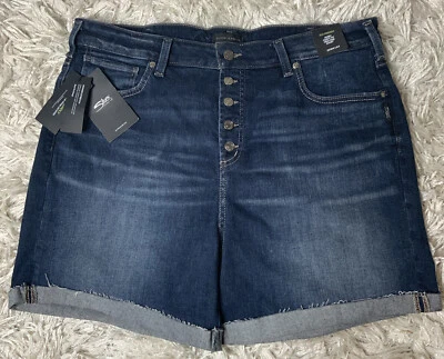 Pantalones Cortos Plateados Avery Calce Curvilíneo Tiro Alto Botón-Fly Denim Para Mujer 18W L5.5 Foto 1 de 4