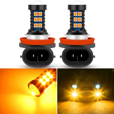 DYNITX H11 H8 LED Bulbs 3000K Amber Super Bright Fog Light DRL Light High Power - Image 1 of 4