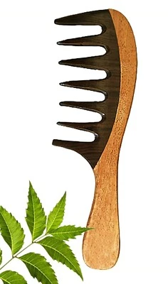 Mujeres Hombres Neem Madera Peine de Pelo Crecimiento de Dientes Removedor de Caspa Desenredante Rizado Foto 1 de 4