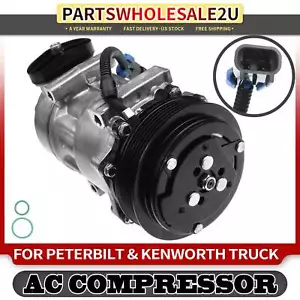 AC Compressor with Clutch for Kenworth T680 T880 C500 K100E T2000 T300 T800 W900 - Picture 1 of 11