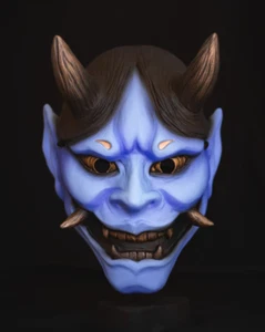 Hannya Blue Enigma Oni Mask | Handcrafted Resin Mask |Symbol of Rage - Picture 1 of 5