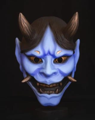 Hannya Blue Enigma Oni Mask | Handcrafted Resin Mask |Symbol of Rage - Image 1 of 4