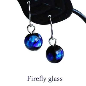 Okinawa firefly stone earrings Ryukyu blue Japan - Picture 1 of 4