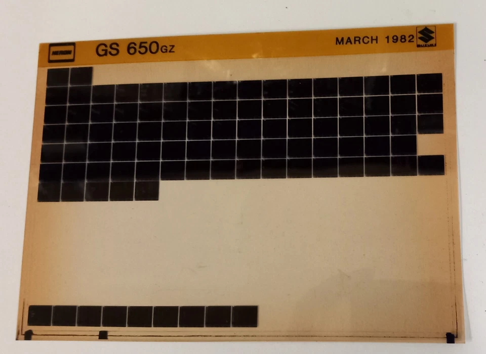 Suzuki GS650GZ March 1982 Motorcycle Parts Micro Fiche - Image 1 of 1