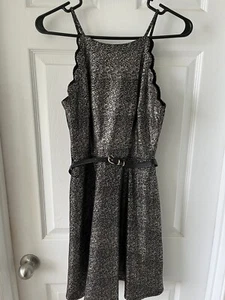 Vintage 90er Y2K Damen Kleid Gr. S Neckholder Party Cocktail Metallic Glitzer Gürtel - Bild 1 von 7