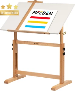 Adjustable Drafting Table Beech Wood Art Drawing Desk Tilting 35.5" White - Picture 1 of 12