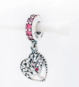 NEW Authentic PANDORA 925 ale Pink Family Tree Heart Charm Pendant 796592CZSMX - Picture 1 of 4