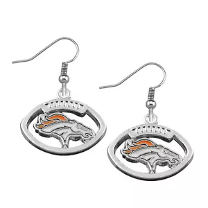Pendientes redondos de fútbol americano de los Denver Broncos seguimiento gratuito nuevos - Imagen 1 de 1