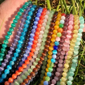Wholesale 4 6 8 10 12mm Cat Eye Opal Round Loose Beads For Jewelry Making 15.5'' - Picture 1 of 69