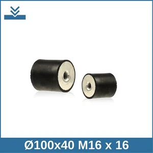 C Ø100x40 M16/16 NK 55°Shore Edelstahl A4 NIRO Gummi-Metall-Puffer - Picture 1 of 2