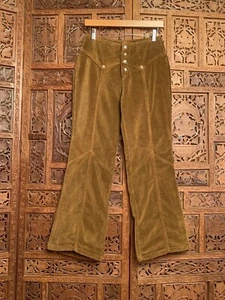 Vintage 60’s Mod Velvet Flare Pants Bell Bottoms Vtg Brown Western Hippie - Picture 1 of 4