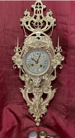 ANTIQUE VINCENT &CIE ART NOUVEAU BRONZE DRAGONS AND SATYR ALLEGORICAL WALL CLOCK Cover