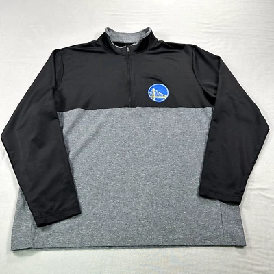 Golden State Warriors Pullover Shirt Mens XL Gray Black 1/4 Zip Sweater Adult - Image 1 of 4