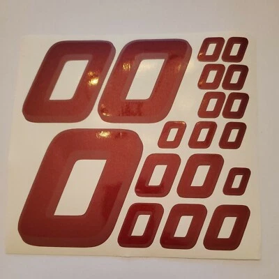 Metallic Burgandy w shadow #0's Racing Vinyl Decal Sheet 1/10-1/12DEFECTIVE BOXD - Image 1 of 4
