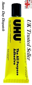 2X Original UHU ALL PURPOSE GLUE 60ml SIZE TUBES STRONG CLEAR ADHESIVE uk stock - Picture 1 of 3