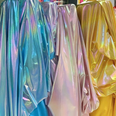 Spandex Stretch Laser Shiny Fabric Iridescent for Sport Yoga Clothes Costume Sew - Image 1 of 4