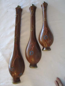 Vintage Kreidegeschirr Wandbild Genie Flaschen 3er Set Hippie Retro 60er Jahre 19" hoch - Bild 1 von 13