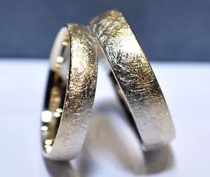 1 Paar Trauringe Gold 333, 585 oder 750 - Eismatt - Bicolor - Weiß/Gelb - Bild 1 von 11