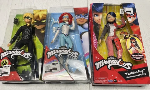 3 Figure lot - Miraculous Fashion Flip Cat Noir BunnyX 10.5" Dolls Cover