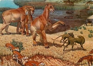 Postal prehistórica pintura de colchones de historia natural del Instituto Smithonian - Imagen 1 de 2