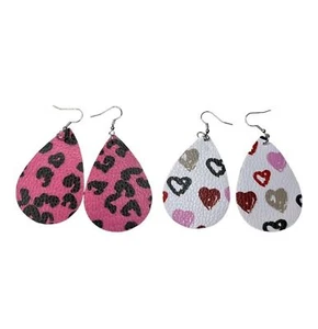 Earrings Heart Love Earrings Valentine's Earrings Dangle Earrings Red Pink B1 - Picture 1 of 3