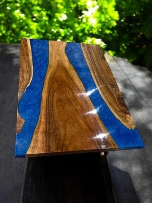 Blue Resin Epoxy Dining Table Acacia Wood Luxury Countertop & Furniture Decors - Image 1 of 4