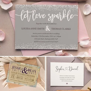 Personalised Wedding Invitations - Evening Invites with Envelopes (W1) - Picture 1 of 34
