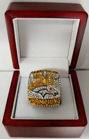 Von Miller - 2015 Denver Broncos Super Bowl Ring With Wooden Display Box Cover