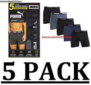 Puma Men's Boxer Briefs, 5 pack - BLACK, BLUE, GRAY (Select Size: Small-XXL) - Picture 1 of 7
