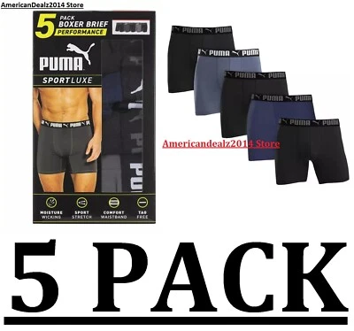 Puma Men's Boxer Briefs, 5 pack - BLACK, BLUE, GRAY (Select Size: Small-XXL) - Image 1 of 4