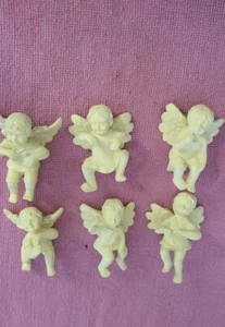 Six Cherub Pot Sitters RARE Set Garden Gaurdians - Picture 1 of 10