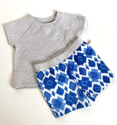 Conjunto de camiseta gris y pantalones cortos azules Nordstrom bebé nuevo con etiquetas precio al por menor $35 $18 3M Foto 1 de 4
