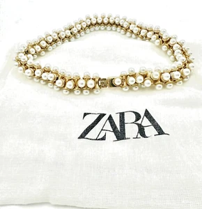 ZARA Pearl Necklace Short Gold plated Collar Collier Woman TRF Statement gyuh - Picture 1 of 16
