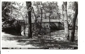 RPPC Echt Foto Postkarte Wisconsin Stromschnellen The Island Bridge - Bild 1 von 2