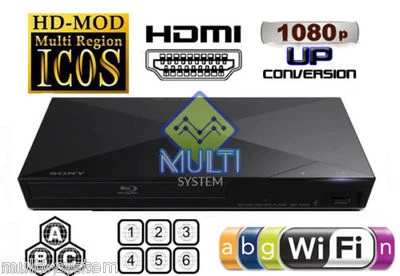 Sony BDP-S3700 Region Free DVD and BD ZONE A B C Blu-Ray Disc Player- WIFI- USB