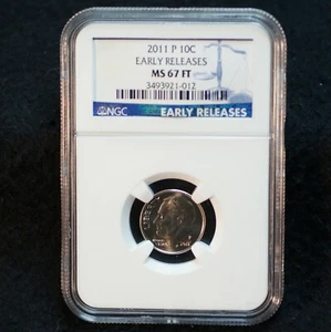 P Roosevelt Dime 2011 lanzamiento temprano NGC como nuevo 67 ft - Imagen 1 de 2