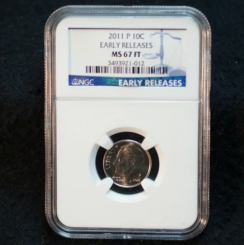 2011 P Roosevelt Dime Early Release NGC MS 67 FT Cover