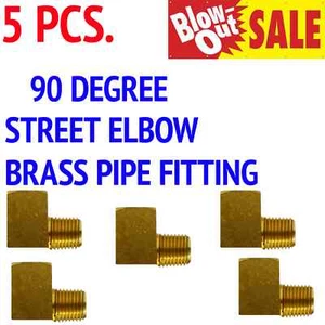 Brass Street Pipe 90 Degree Elbow 3/8 Inch Male Female NPT Air Fuel Water - 5x - Picture 1 of 1